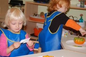 Toddlers Participate In Harvest Activities